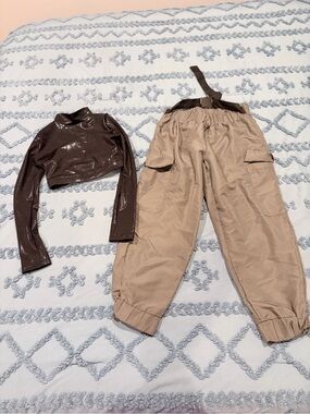 Balera Dance Costume IC Metallic Crop Top Cargo Jogger Pants 2 Piece